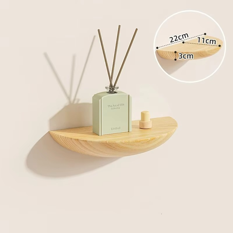 Charly | Half-Round Wooden Wall Shelf | Stylish and Space-Saving | Natural Wood