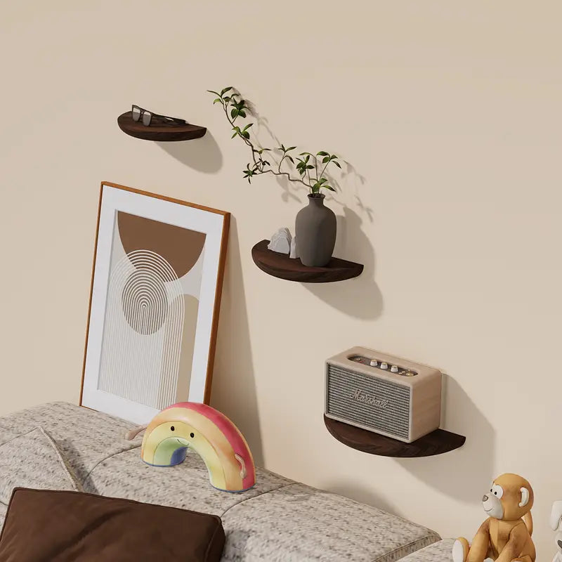 Charly | Half-Round Wooden Wall Shelf | Stylish and Space-Saving | Natural Wood