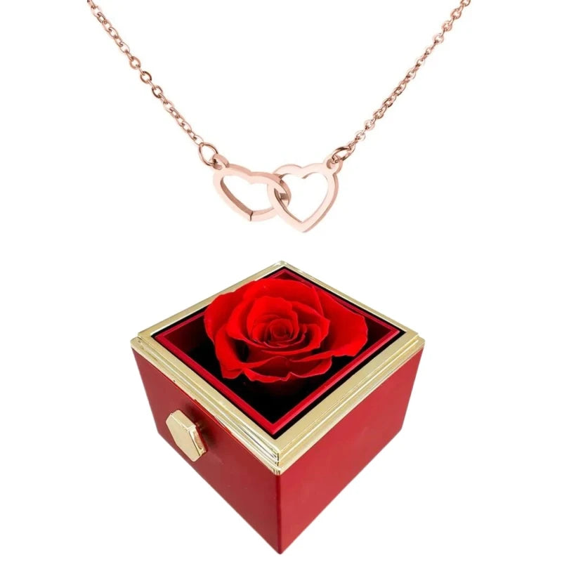 Charly | Heart Necklace with Rotating Rose Gift Box