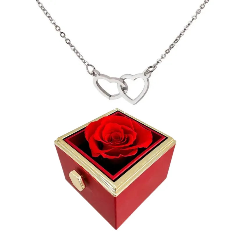 Charly | Heart Necklace with Rotating Rose Gift Box