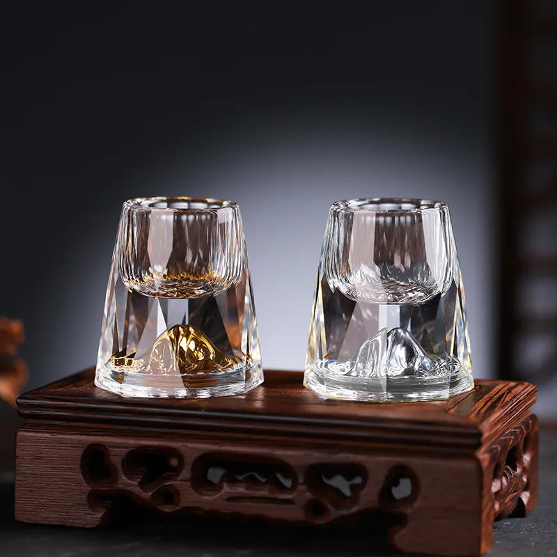 Charly | Luxury Crystal Glasses with Gold Flakes – Handmade – Set of 2 – For Whisky & Premium Beverages