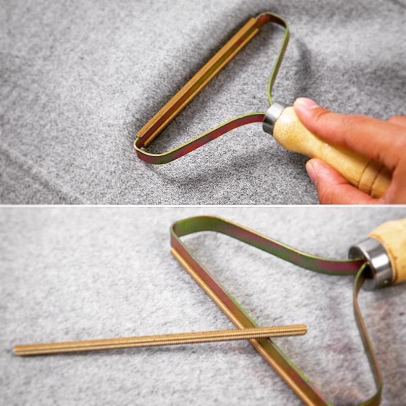 Charly | Manual Lint Remover | Copper Precision Head | Solid Wood Handle | Battery-Free Fabric Shaver for Cashmere, Wool & Upholstery | Pilling Extractor