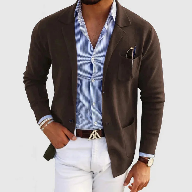 Charly | Men's Casual Knit Blazer with Patch Pockets