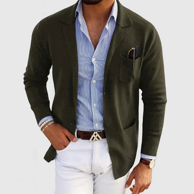 Charly | Men's Casual Knit Blazer with Patch Pockets