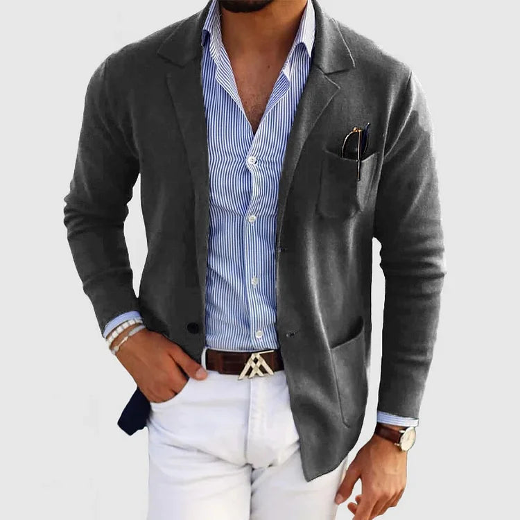 Charly | Men's Casual Knit Blazer with Patch Pockets
