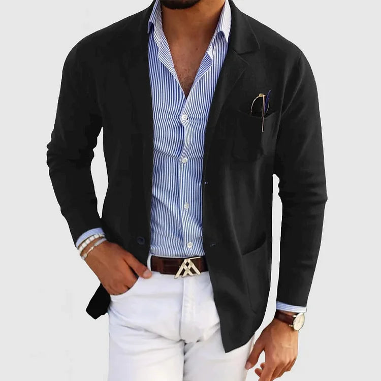 Charly | Men's Casual Knit Blazer with Patch Pockets
