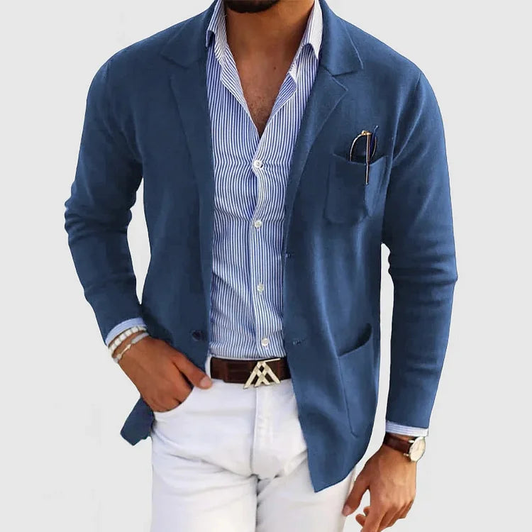 Charly | Men's Casual Knit Blazer with Patch Pockets