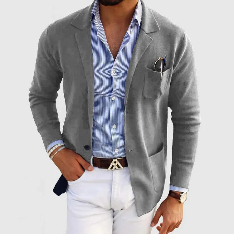 Charly | Men's Casual Knit Blazer with Patch Pockets