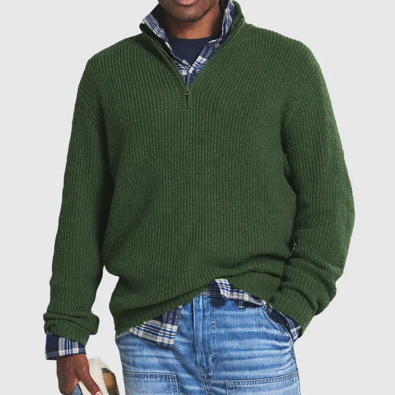 Charly | Men's Half Zip Sweater with Stand Collar