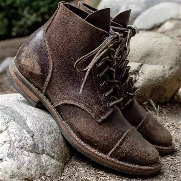 Charly | Men's Lace-Up Boots Classic Distressed Design