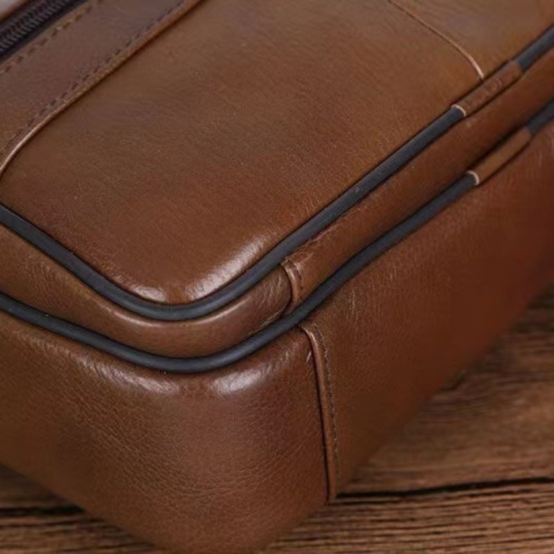 Charly | Men’s Leather Shoulder Bag | Genuine Cowhide Crossbody | Adjustable Strap