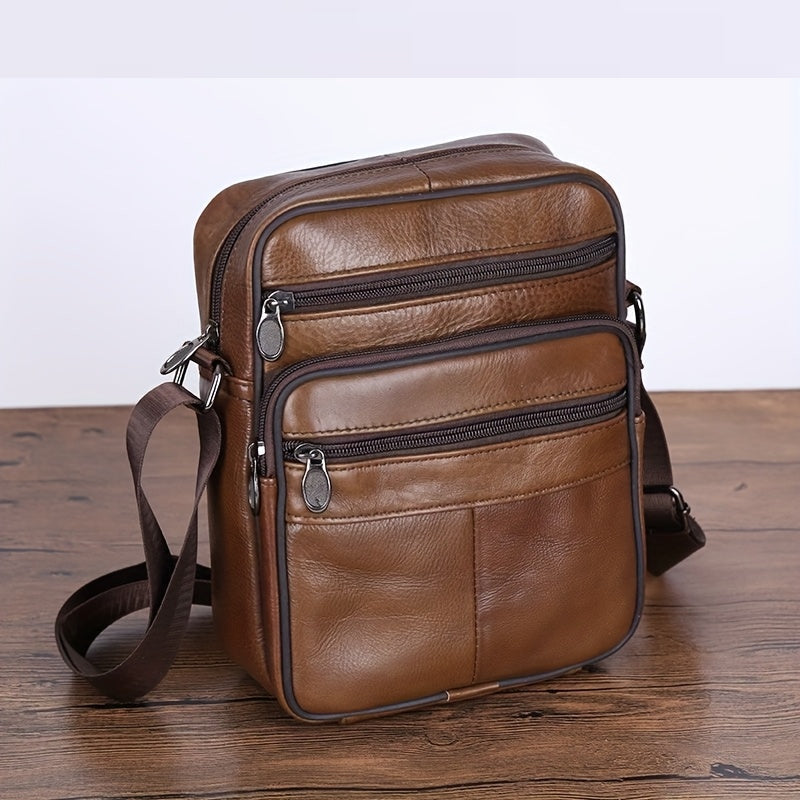 Charly | Men’s Leather Shoulder Bag | Genuine Cowhide Crossbody | Adjustable Strap