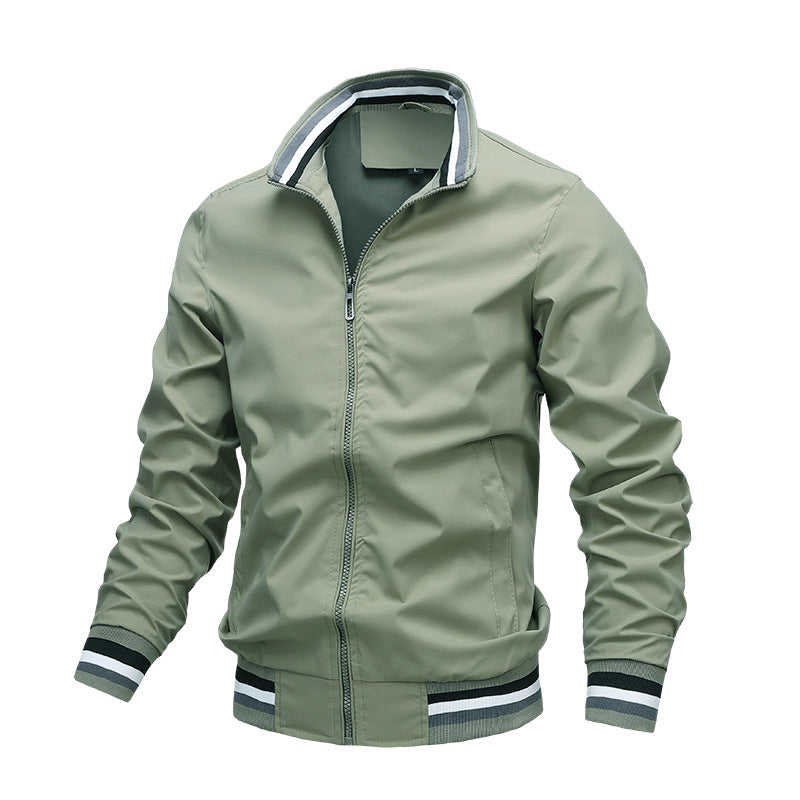 Charly | Men's Lightweight Bomber Jacket with Striped Collar and Cuffs