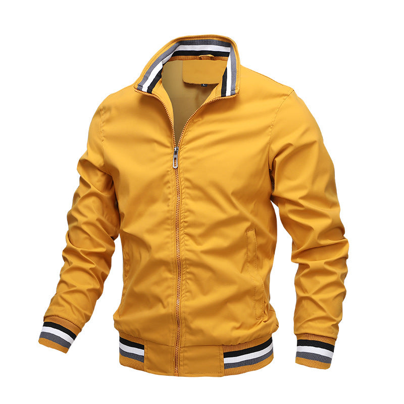 Charly | Men's Lightweight Bomber Jacket with Striped Collar and Cuffs