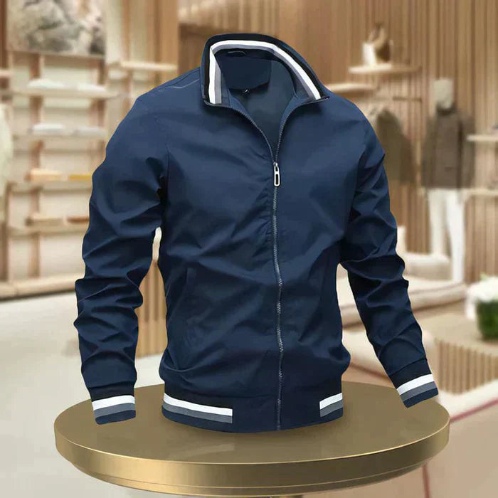 Charly | Men's Lightweight Bomber Jacket with Striped Collar and Cuffs