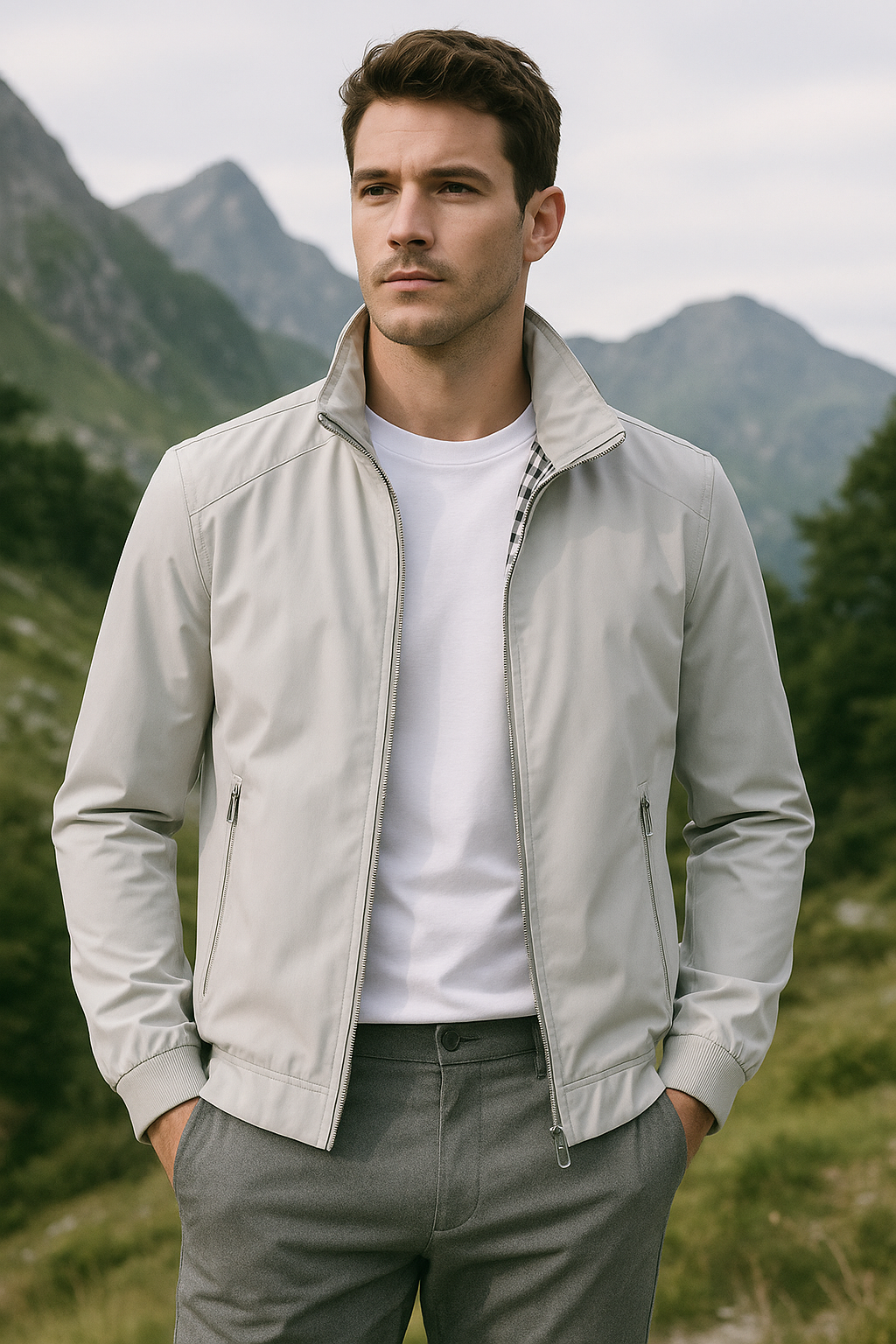 Charly | Men's Lightweight Windbreaker Jacket with Stand Collar