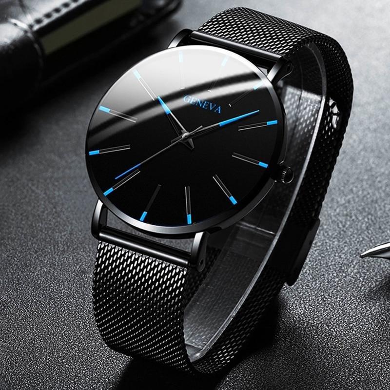 Charly | Men's Minimalist Watch with Blue Accents