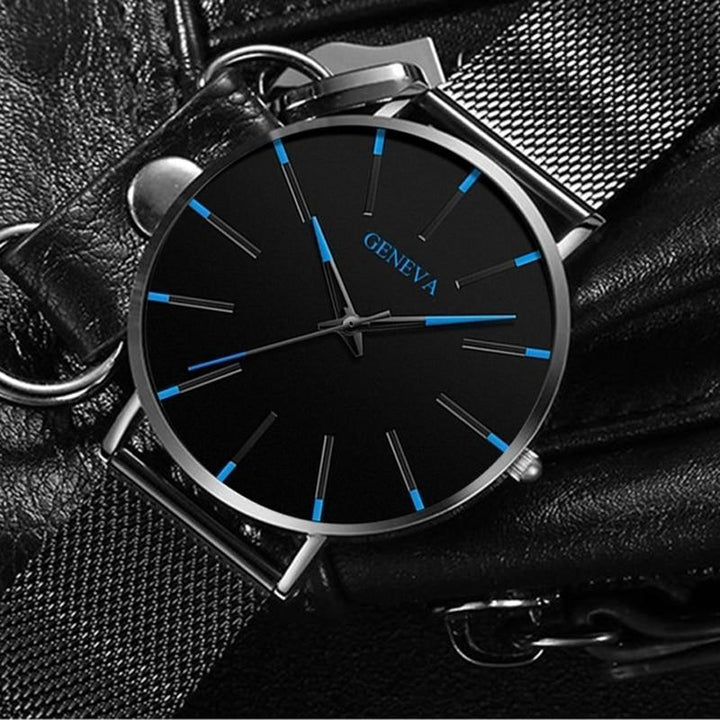 Charly | Men's Minimalist Watch with Blue Accents