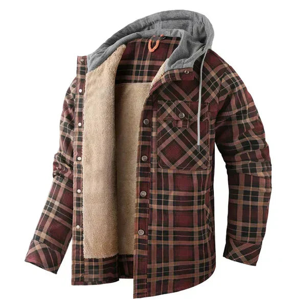 Charly | Men's Plaid Flannel Shirt Jacket with Hood