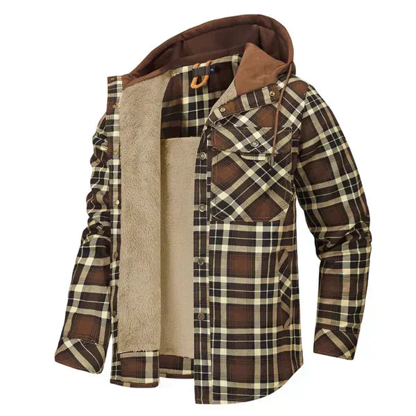 Charly | Men's Plaid Flannel Shirt Jacket with Hood