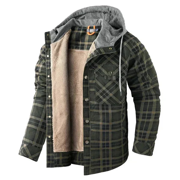 Charly | Men's Plaid Flannel Shirt Jacket with Hood