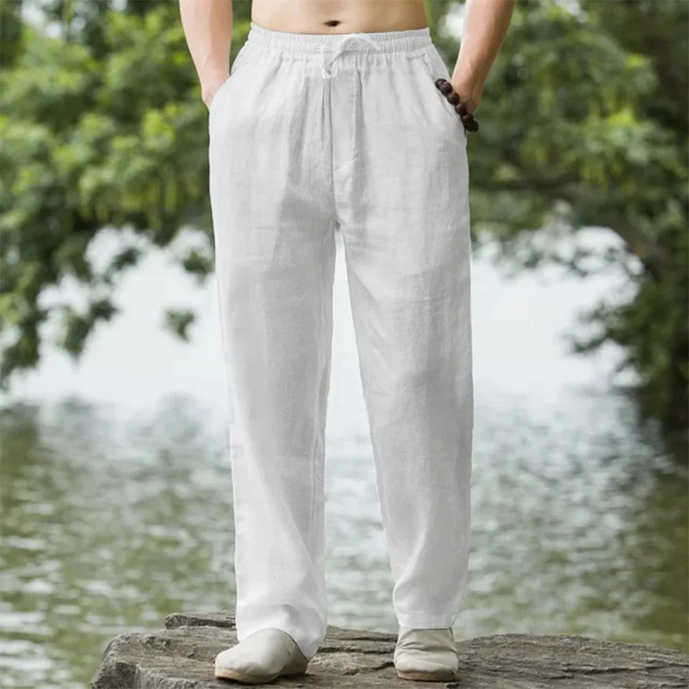 Charly | Men's Relaxed Fit Linen Trousers with Drawstring