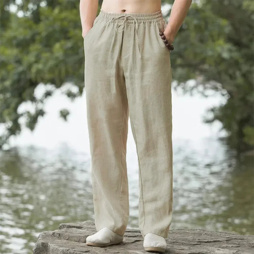 Charly | Men's Relaxed Fit Linen Trousers with Drawstring