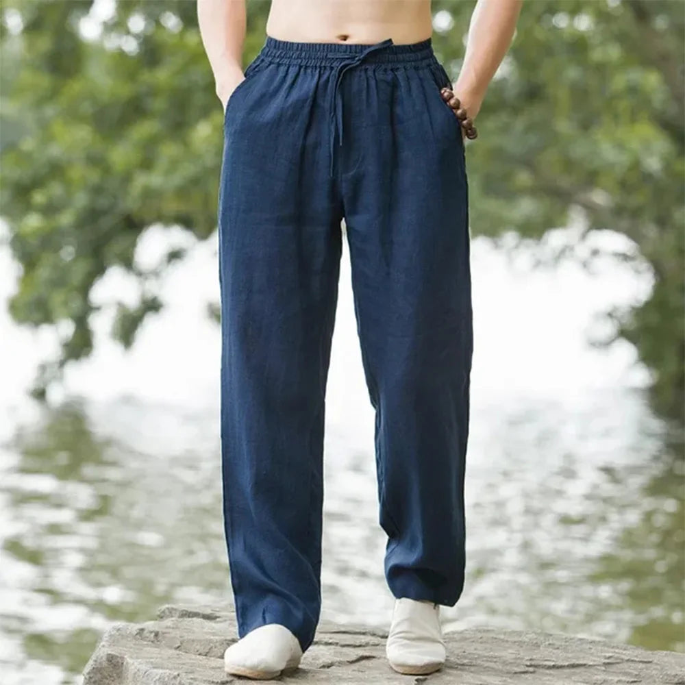 Charly | Men's Relaxed Fit Linen Trousers with Drawstring
