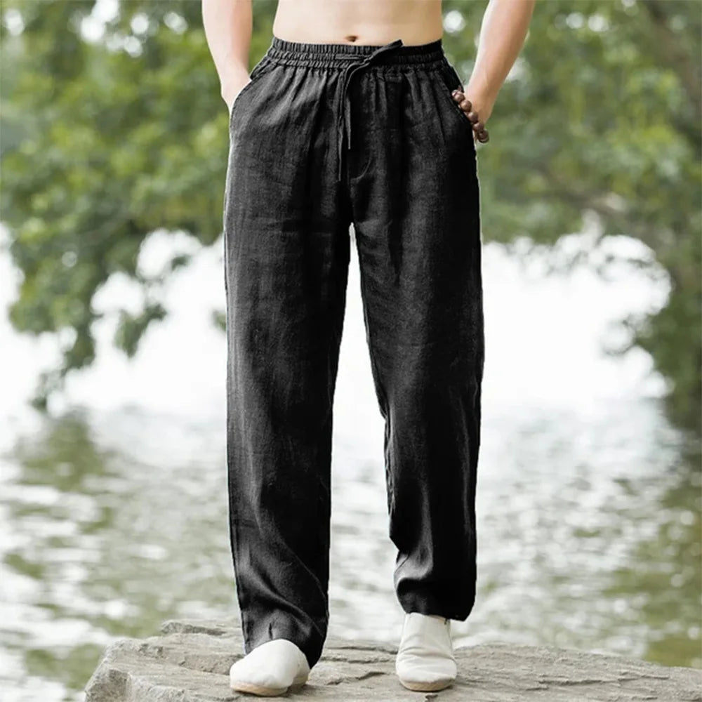 Charly | Men's Relaxed Fit Linen Trousers with Drawstring