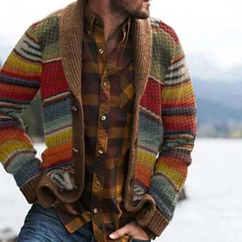Charly | Men's Striped Shawl Collar Cardigan Sweater