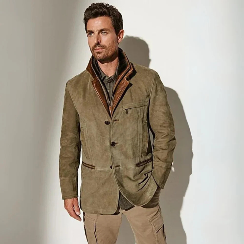 Charly | Men's Suede Blazer with Contrast Collar