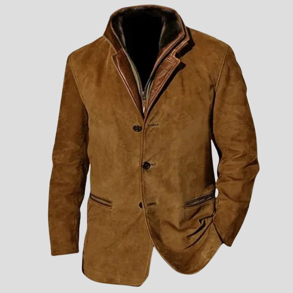 Charly | Men's Suede Blazer with Contrast Collar
