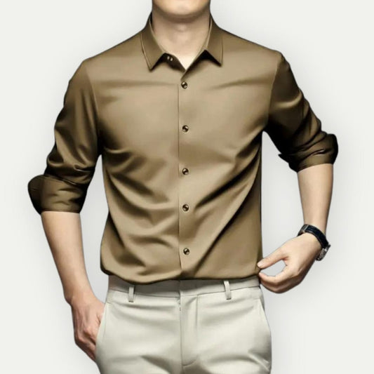 Charly | Men's Wrinkle-Free Dress Shirt with Button-Down Collar