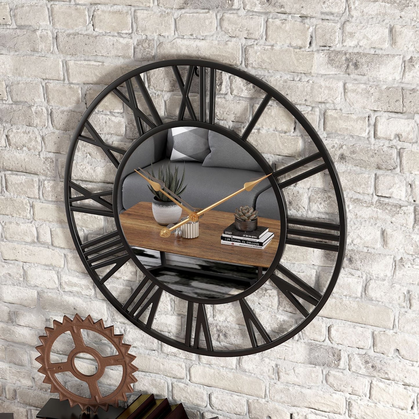 Charly | Metal Vintage Large Wall Clock with Mirror 39cm