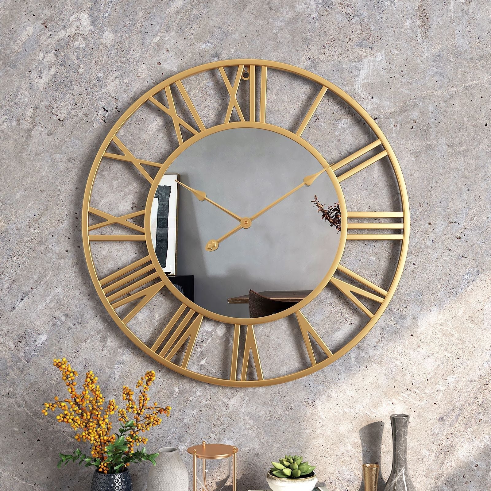 Charly | Metal Vintage Large Wall Clock with Mirror 39cm
