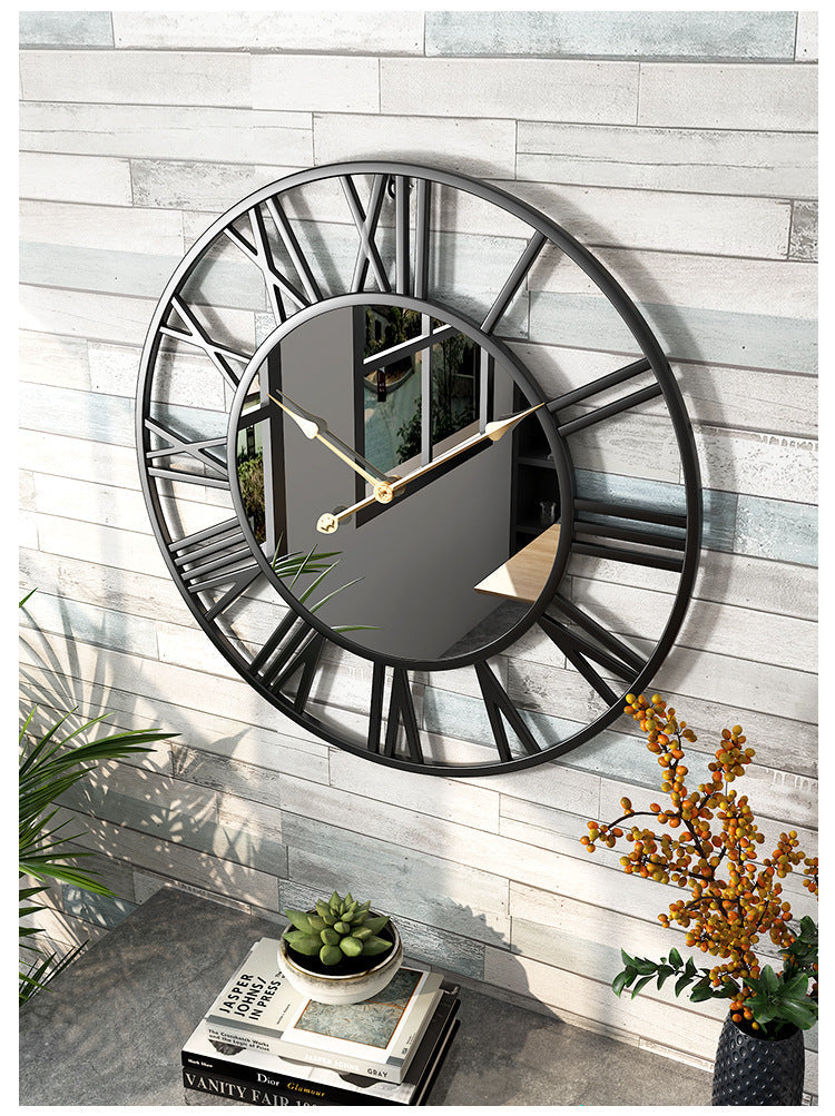 Charly | Metal Vintage Large Wall Clock with Mirror 39cm
