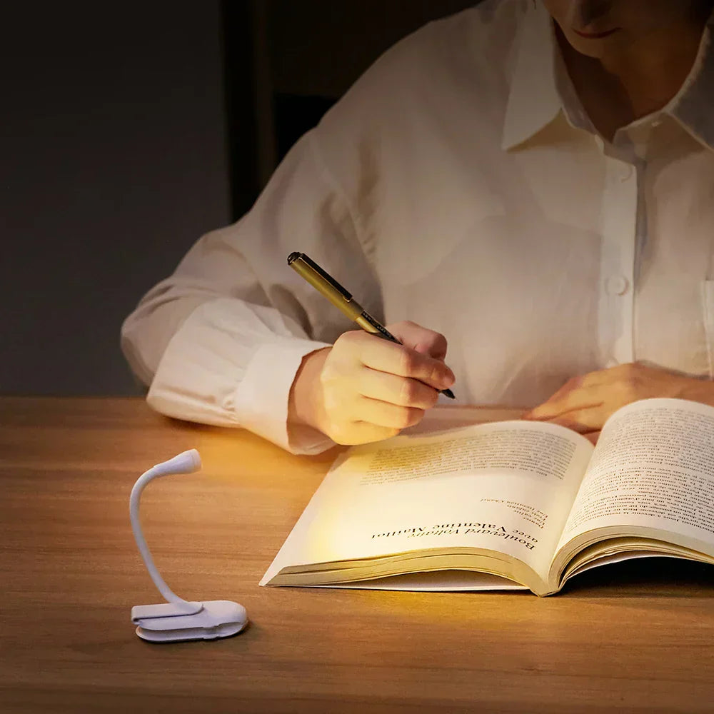 Charly | Mini Book Light - Portable Clip Light with USB Charging, Dimmable LED for Bedroom, Eye Protection, and Camping - 360° Rotating Clip Book Lamp