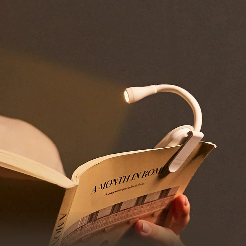 Charly | Mini Book Light - Portable Clip Light with USB Charging, Dimmable LED for Bedroom, Eye Protection, and Camping - 360° Rotating Clip Book Lamp