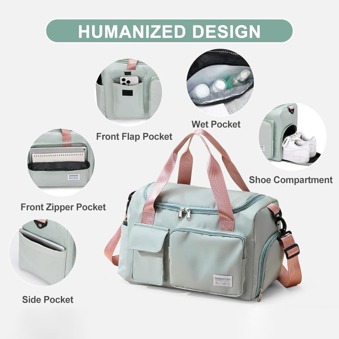 Charly | Multi-pocket travel bag, sports and gym bag with separate shoe compartment