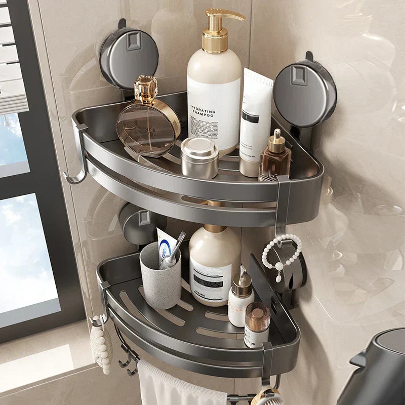 Charly | No-Drill Suction Powered Corner Bathroom Organizer