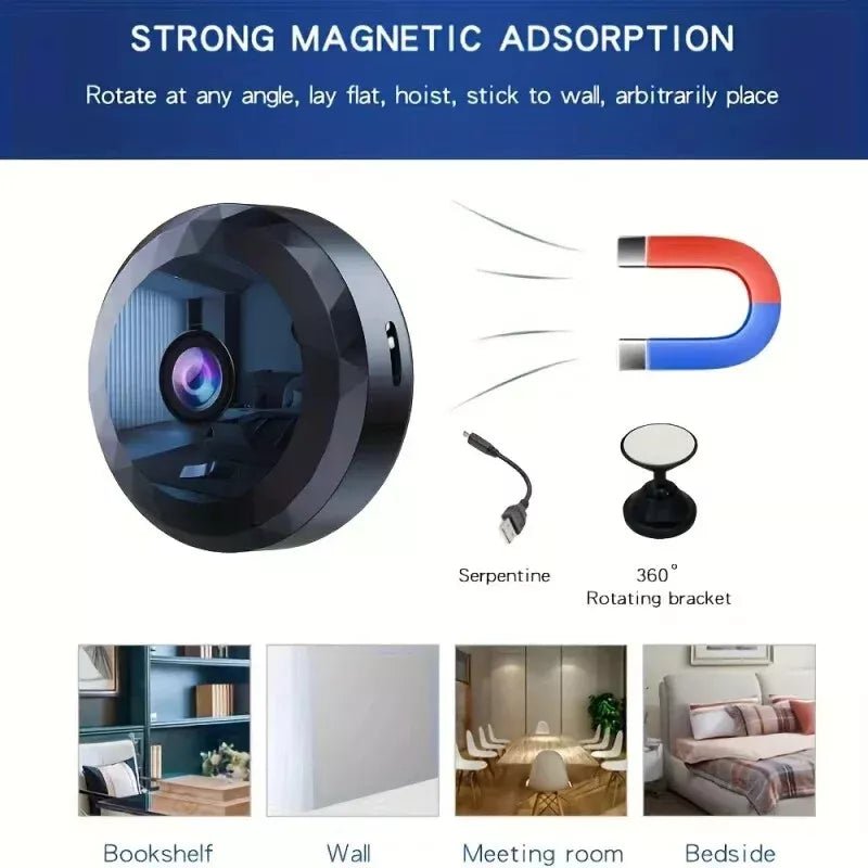 Charly | OPTIGUARD – Magnetic Mini WiFi Camera 1080P HD with Night Vision & Motion Detection