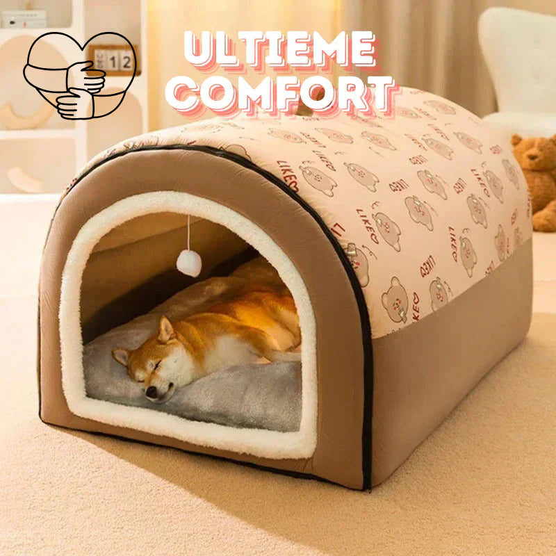 Charly | Pet Cave Bed | Cozy Enclosed Pet Den | Adorable Print