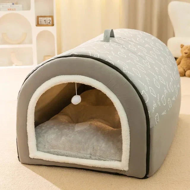 Charly | Pet Cave Bed | Cozy Enclosed Pet Den | Adorable Print