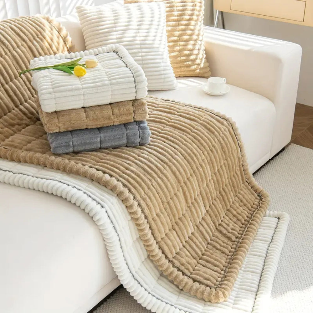 Charly | Plush Pleated Edges Sofa Cover