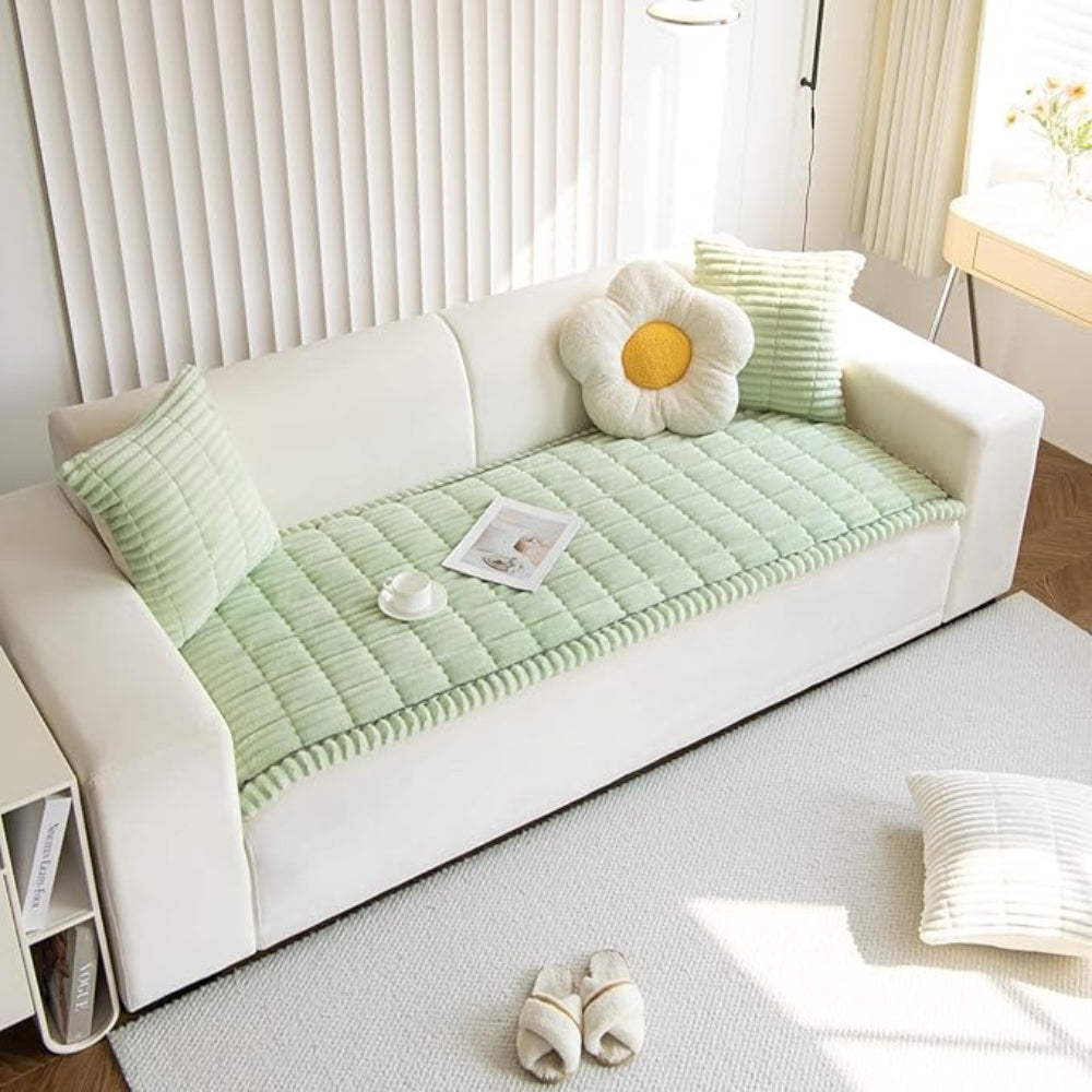 Charly | Plush Pleated Edges Sofa Cover