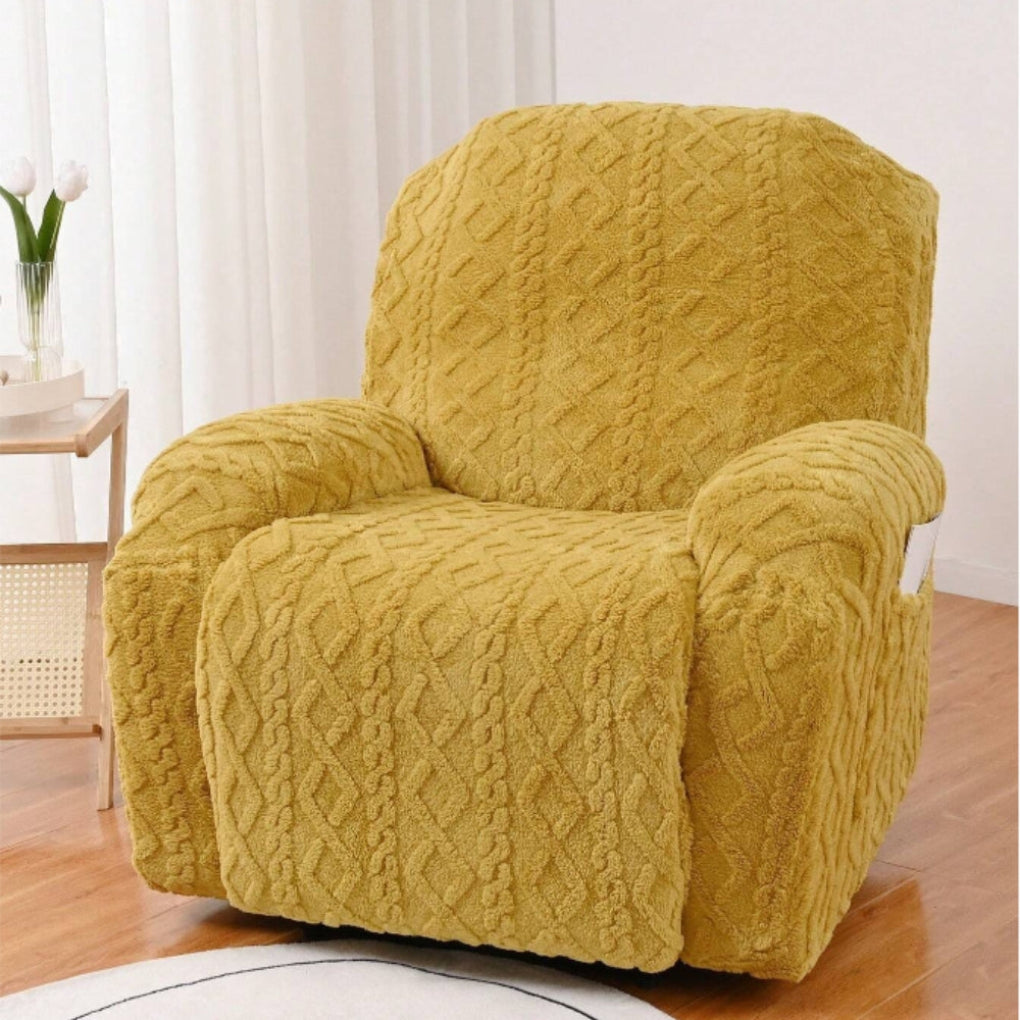 Charly | Plush Recliner Cover Cable Knit Jacquard