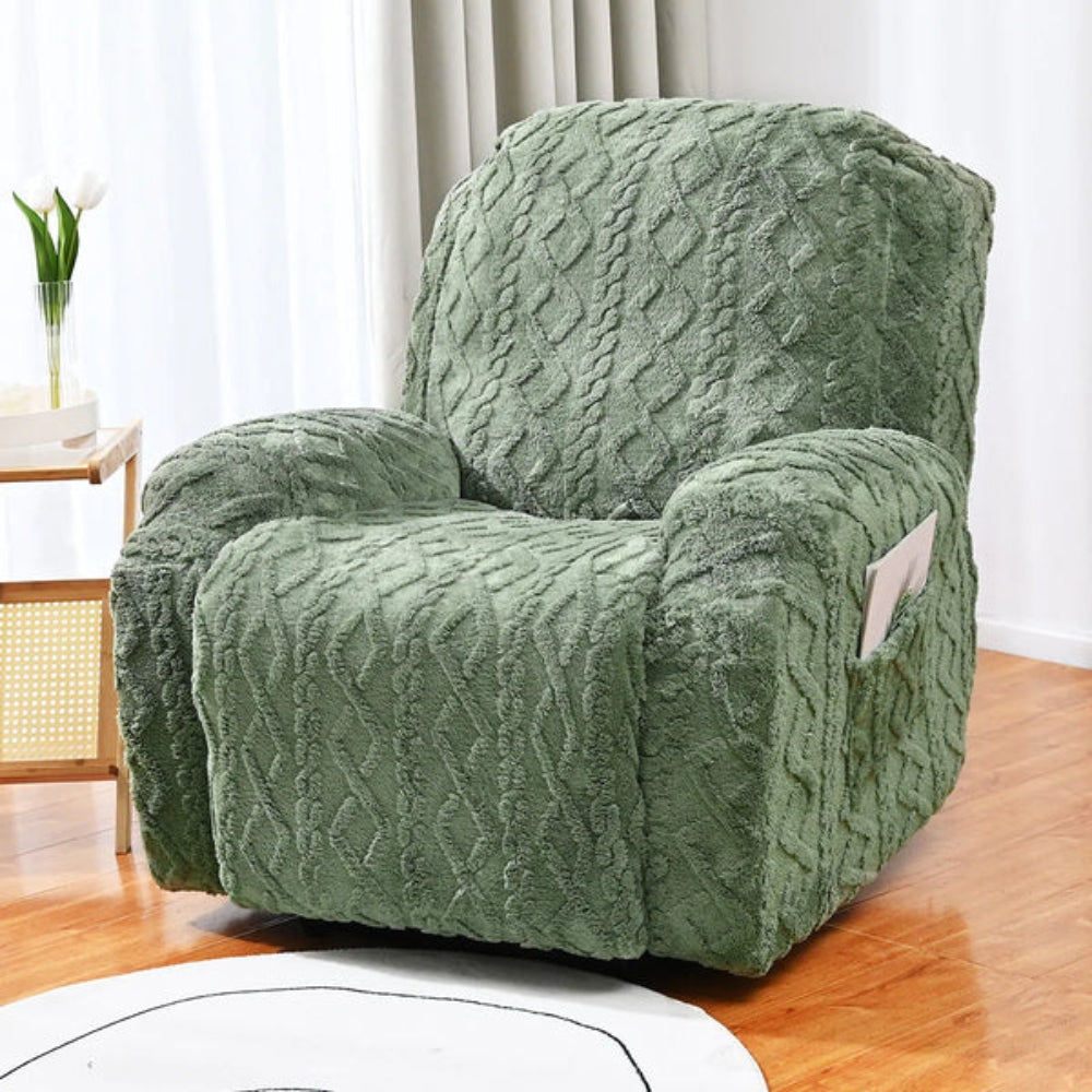 Charly | Plush Recliner Cover Cable Knit Jacquard