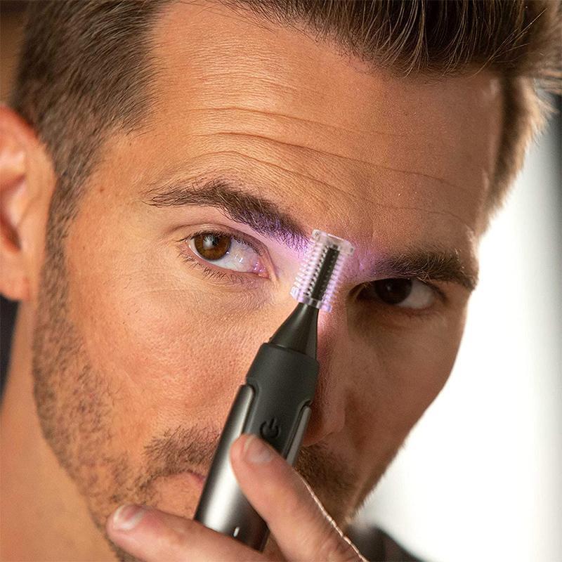 Charly | Professional Ultra-Thin Precision Trimmer | Titanium Stainless Steel Blades | Integrated LED Light | Micro-Oscillation Technology | For Nose, Ears & Contours