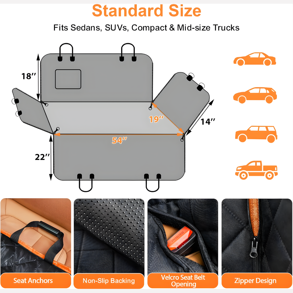 Charly | Quilted Dog Car Seat Hammock Cover