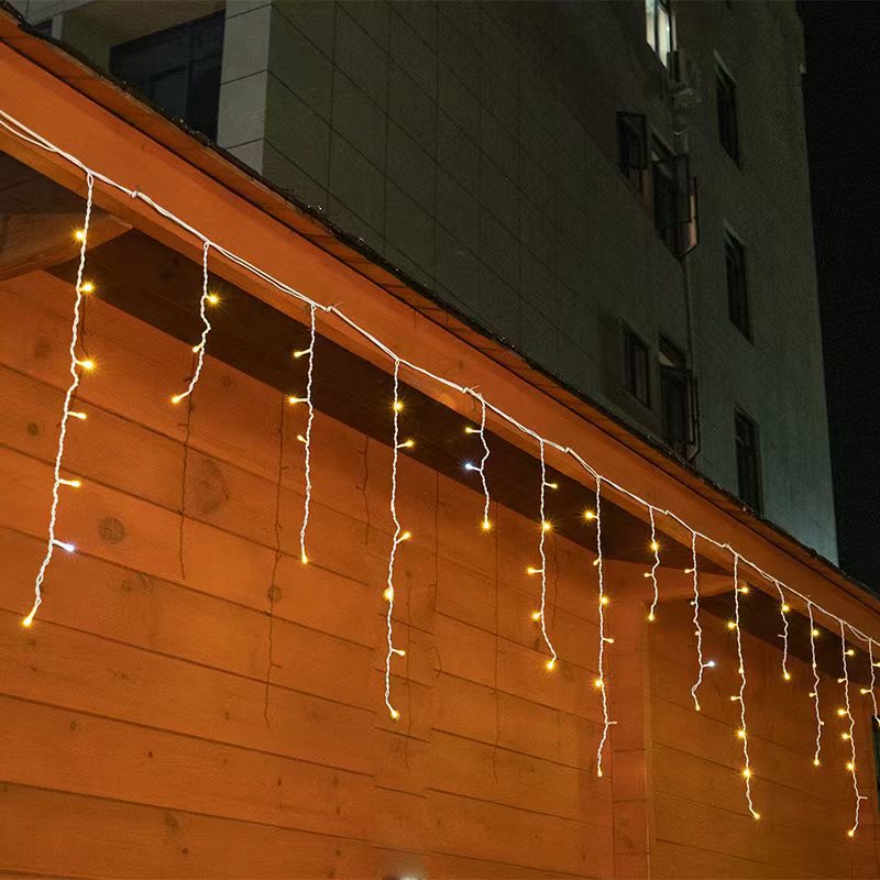 Charly | Quntis 50m LED Icicle Light String | IP44 Weatherproof | 36V Low Voltage | 500+ LEDs | Icicle Waterfall Effect | Warm White